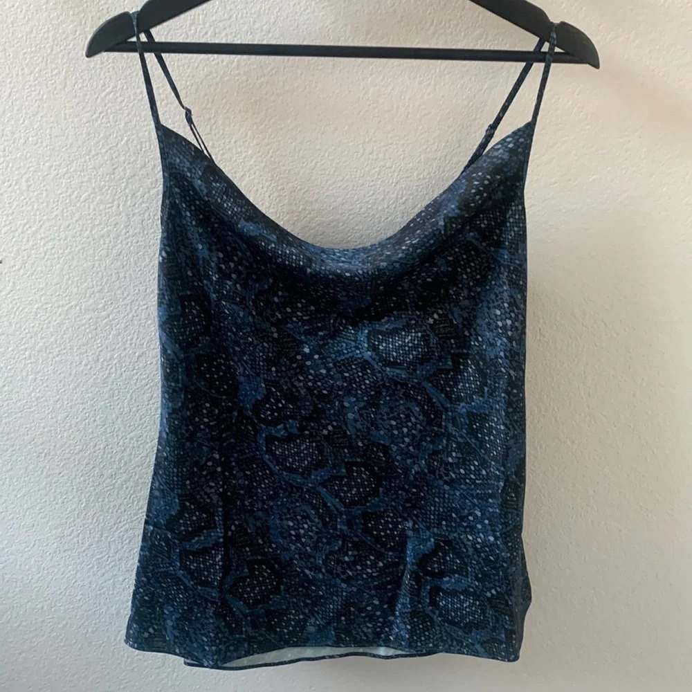NWT All Saints Hadley Tamora Snakeskin Print Camisole Blue UK size 10/ US size 6 - Picture 9 of 10